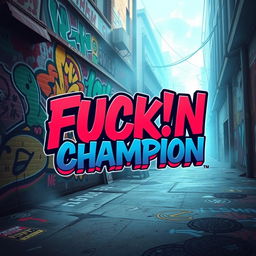 A digital artwork featuring an urban background scene with vibrant aerosol graffiti art