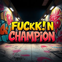 A digital artwork featuring an urban background scene with vibrant aerosol graffiti art