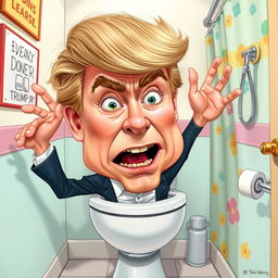 A humorous caricature of a young man with distinctive features resembling Donald Trump Jr