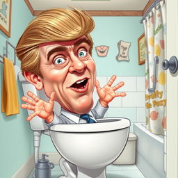 A humorous caricature of a young man with distinctive features resembling Donald Trump Jr