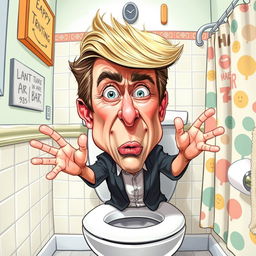 A humorous caricature of a young man with distinctive features resembling Donald Trump Jr