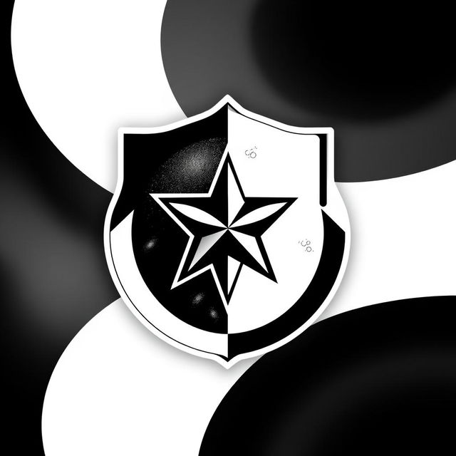 A creatively modified emblem of Botafogo, incorporating modern design elements while retaining the black and white color scheme