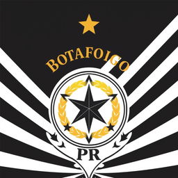 The emblem of Botafogo, preserved in its original design, is enhanced with the addition of 'Botafogo PR' written in elegant gold lettering, positioned prominently above the central star