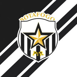 The emblem of Botafogo, preserved in its original design, is enhanced with the addition of 'Botafogo PR' written in elegant gold lettering, positioned prominently above the central star