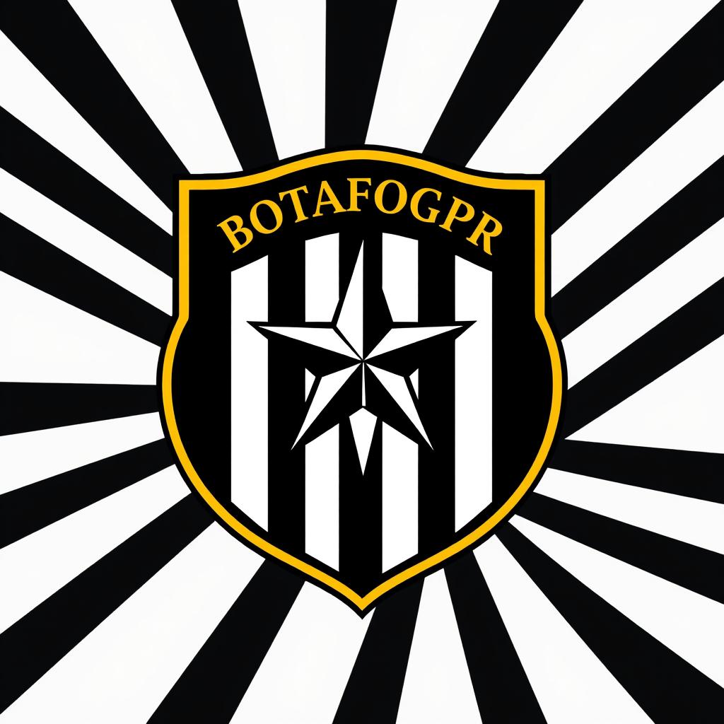 The emblem of Botafogo, preserved in its original design, is enhanced with the addition of 'Botafogo PR' written in elegant gold lettering, positioned prominently above the central star
