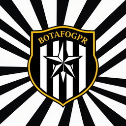 The emblem of Botafogo, preserved in its original design, is enhanced with the addition of 'Botafogo PR' written in elegant gold lettering, positioned prominently above the central star