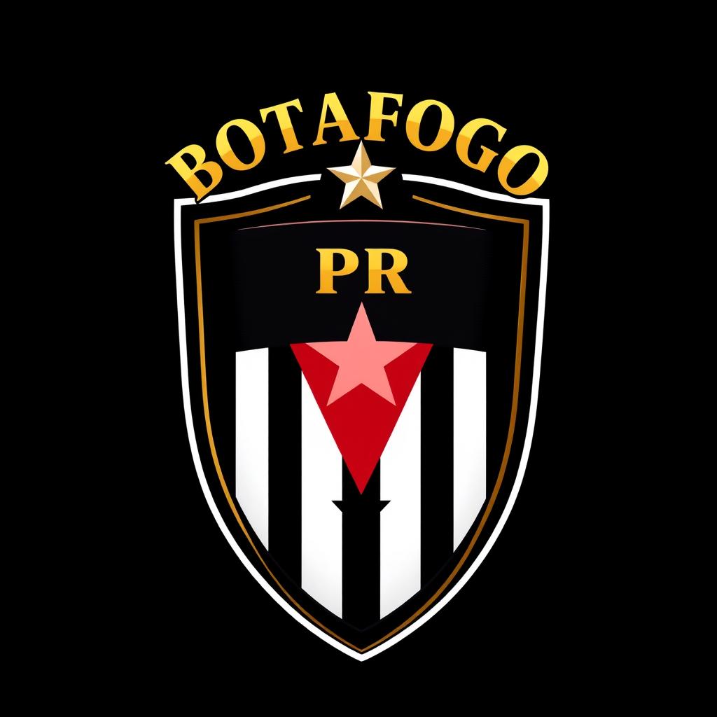 A creatively designed emblem inspired by the Botafogo logo, featuring a central star and a classic shield shape