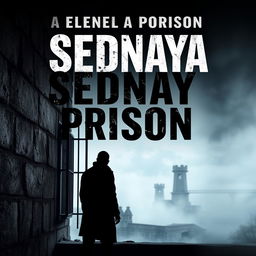 A haunting and atmospheric cover for a novel about Sednaya Prison, capturing the somber and oppressive mood of the environment
