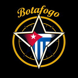 A detailed rendering of the Botafogo emblem, featuring the name 'Botafogo PR' elegantly written in gold lettering above the central star