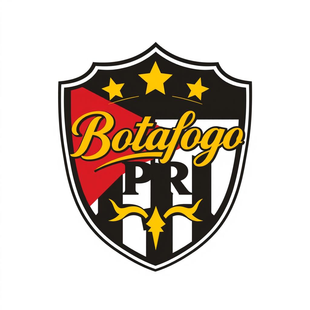 A new emblem inspired by the Botafogo logo, featuring the name 'Botafogo PR' elegantly inscribed in gold within the shield