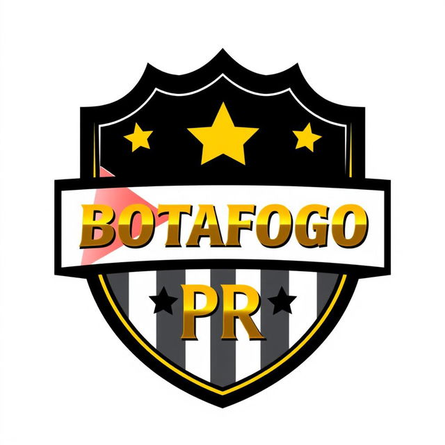 A unique crest inspired by the Botafogo logo, featuring the name 'Botafogo PR' beautifully inscribed in gold lettering within the shield