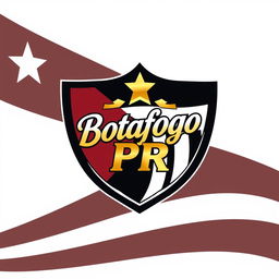 A unique crest inspired by the Botafogo logo, featuring the name 'Botafogo PR' beautifully inscribed in gold lettering within the shield