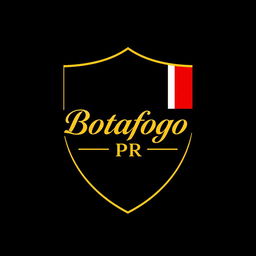 A distinctive emblem inspired by the Botafogo logo, prominently featuring the name 'Botafogo PR' elegantly inscribed in gold within the shield