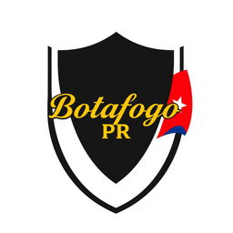 A distinctive emblem inspired by the Botafogo logo, prominently featuring the name 'Botafogo PR' elegantly inscribed in gold within the shield
