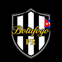 A distinctive emblem inspired by the Botafogo logo, prominently featuring the name 'Botafogo PR' elegantly inscribed in gold within the shield