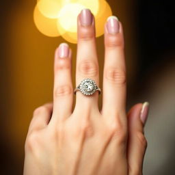 A close-up shot of a beautifully crafted promise ring on a ring finger