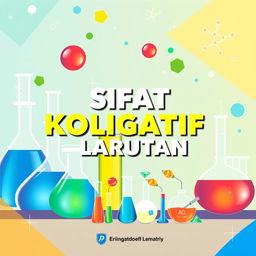 A vibrant and educational cover design for a chemistry book focused on colligative properties of solutions