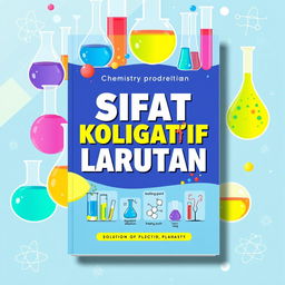 A vibrant and educational cover design for a chemistry book focused on colligative properties of solutions