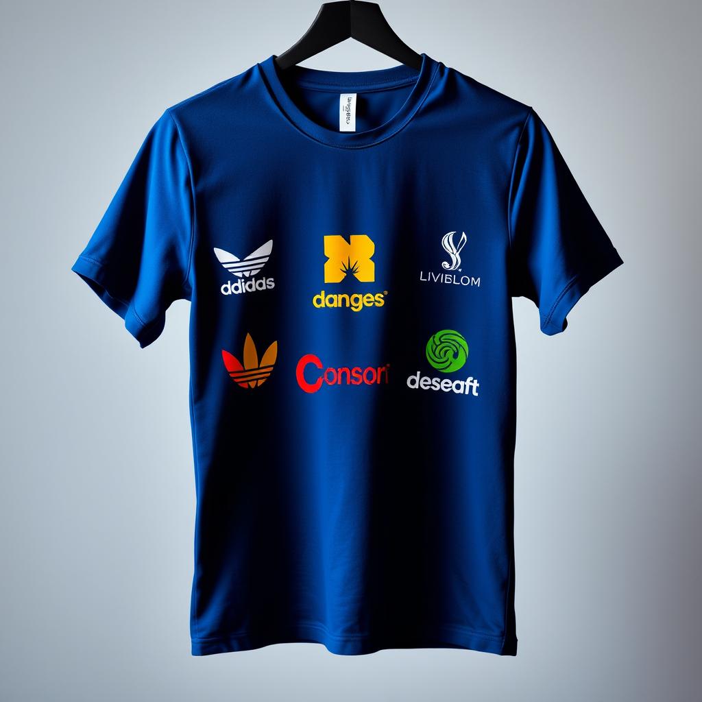 A stylish t-shirt featuring a combination of logos prominently displayed on the front