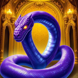 An eye-catching light novel cover depicting a colossal serpent with stunning glossy purple skin that shimmers with a magical allure