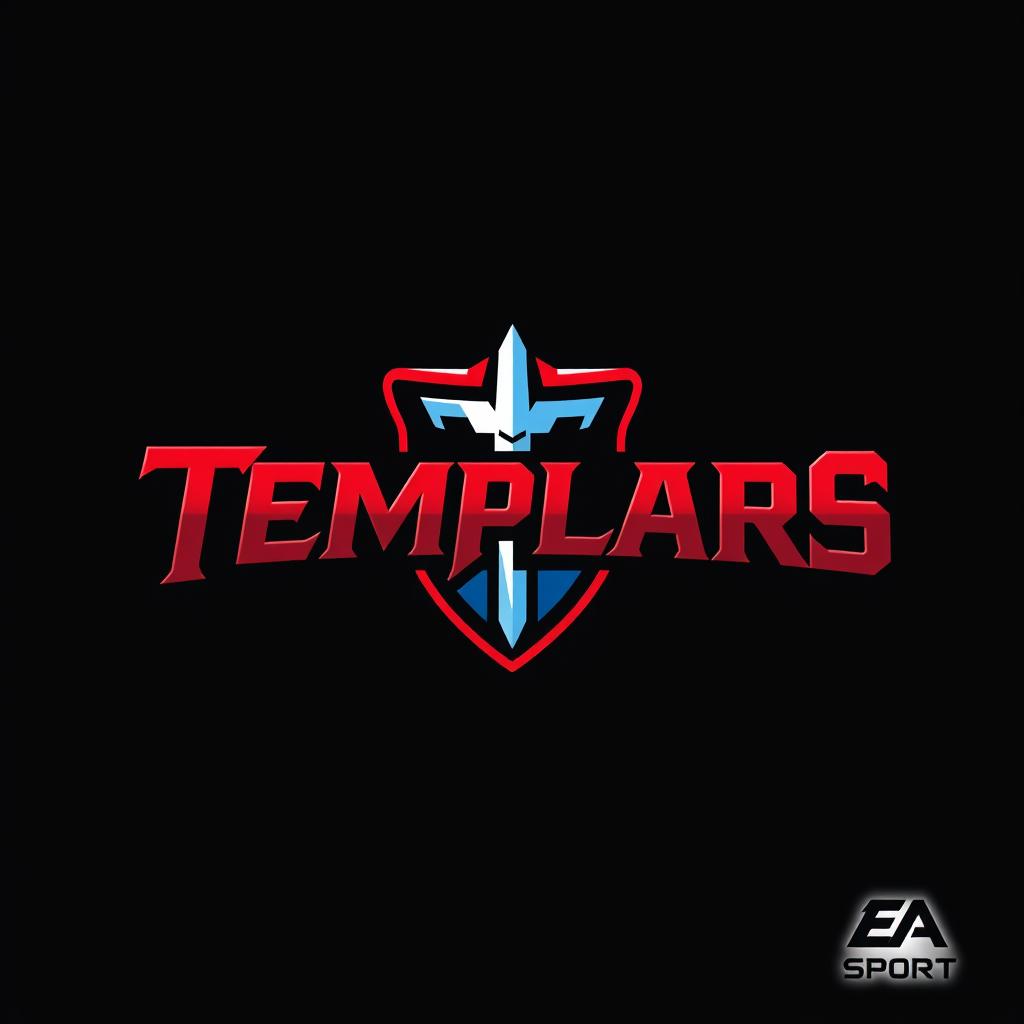 Design a logo for 'Templars' inspired by EA Sports, featuring strong, bold typography