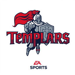 A logo design for EA Sports featuring the name 'Templars' in bold, striking red font