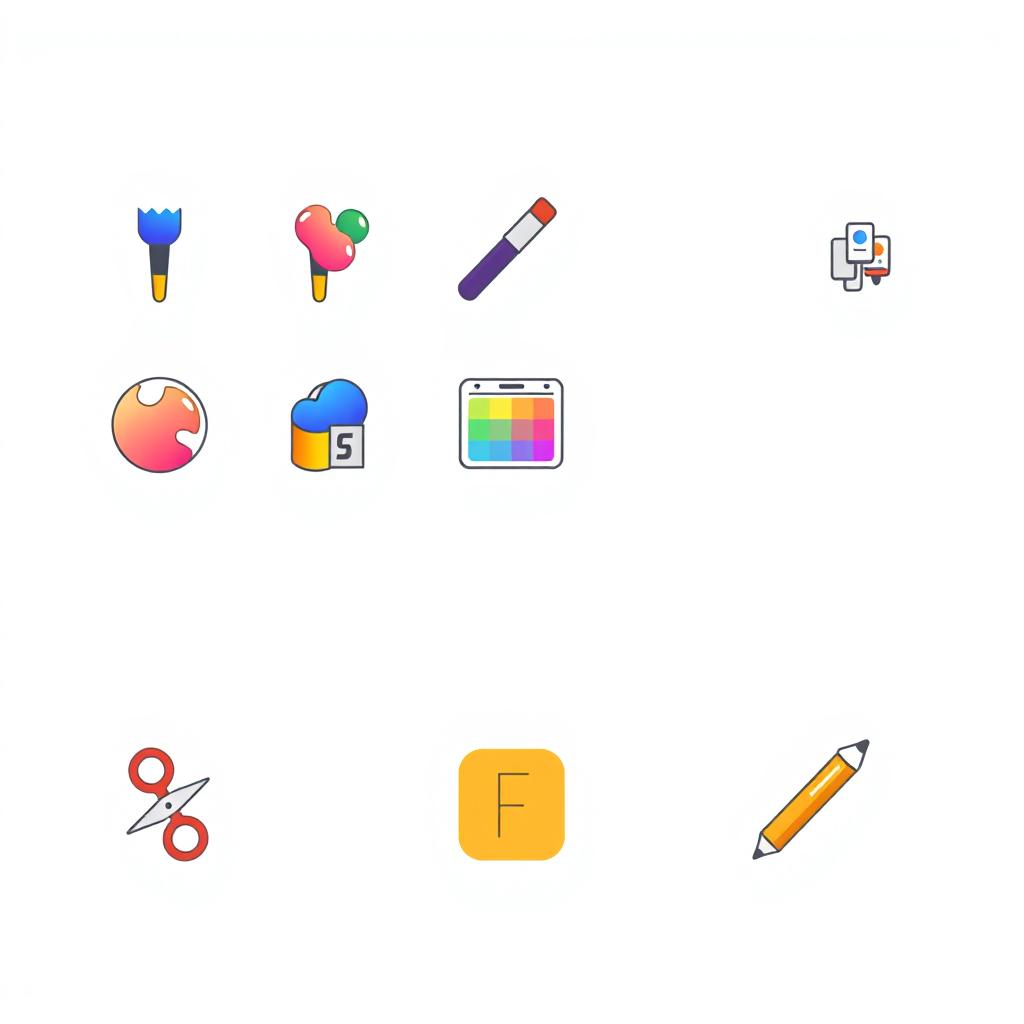 A collection of innovative and modern icons designed for a graphic design company