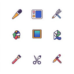 A collection of innovative and modern icons designed for a graphic design company