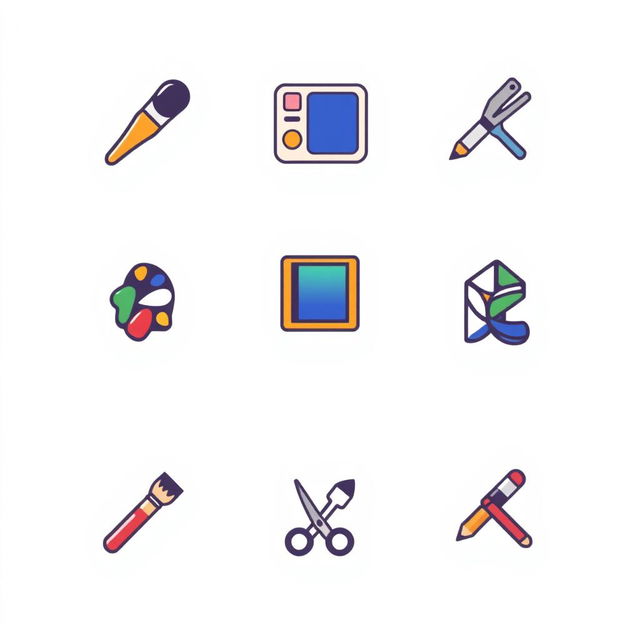 A collection of innovative and modern icons designed for a graphic design company