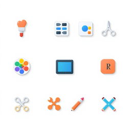 A collection of innovative and modern icons designed for a graphic design company