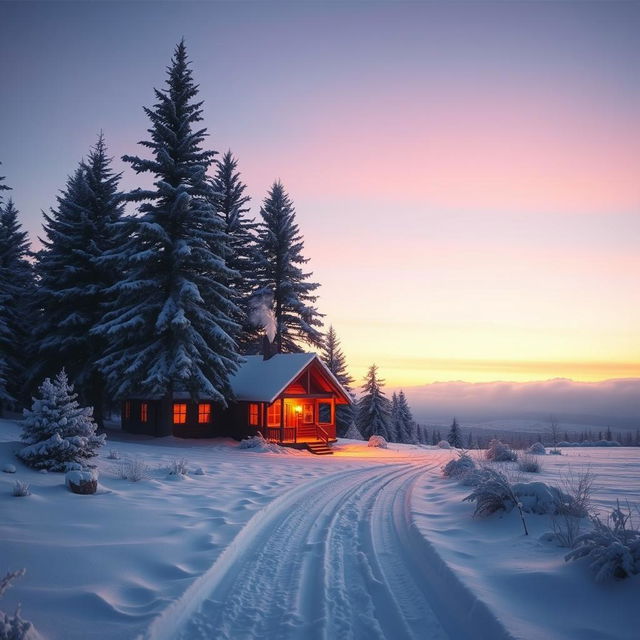 A serene winter landscape on December 16th, featuring a blanket of fresh snow covering the ground and trees