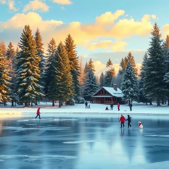 A beautiful winter landscape on December 16th, showcasing a serene and snow-covered park