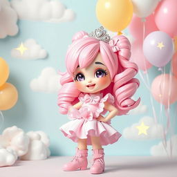 A whimsical and vibrant scene featuring a fashionably dressed sissy character in pretty pink attire