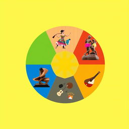 A visually striking poster that displays the five different arts of the Philippines, each section representing a unique art form: 1