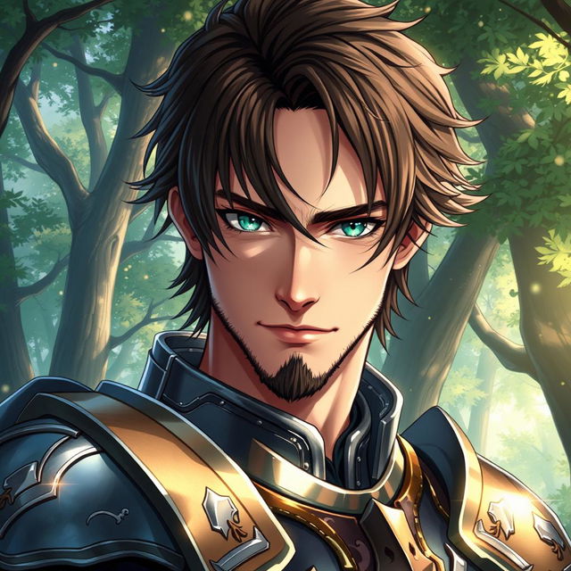 An engaging light novel cover showcasing a male character with shaggy dark-brown hair that elegantly falls across his face, lending a rugged and adventurous appearance