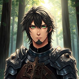An enchanting light novel cover featuring a male character with shaggy dark-brown hair that falls gracefully across his face, giving him a mysterious and adventurous aura