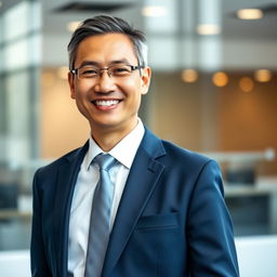 A professional and engaging CV profile photo featuring a confident individual in smart business attire