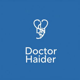 A professional logo design for 'Doctor Haider', featuring a stylized medical symbol such as a caduceus or a stethoscope intertwined with the initials 'DH'