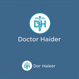 A professional logo design for 'Doctor Haider', featuring a stylized medical symbol such as a caduceus or a stethoscope intertwined with the initials 'DH'