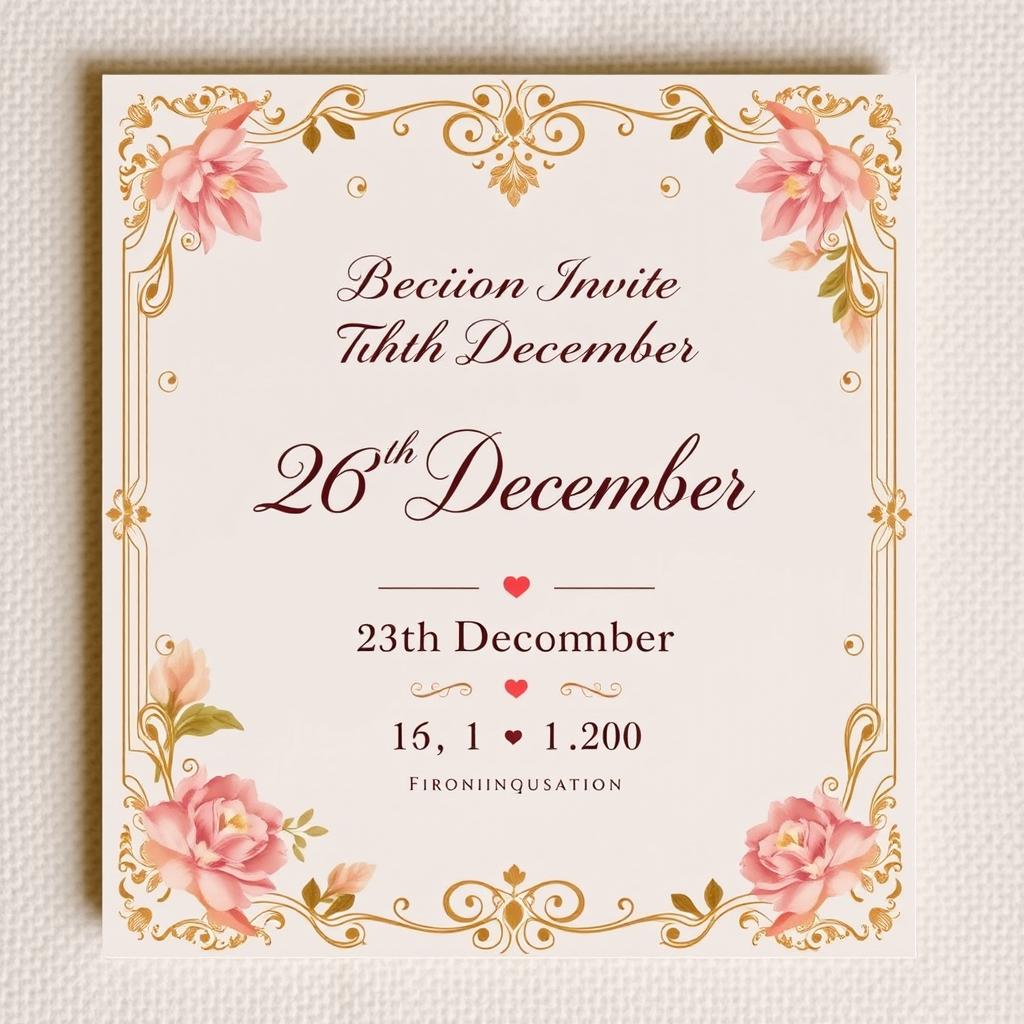 A beautiful wedding invitation card design featuring elegant floral patterns in soft pastel colors