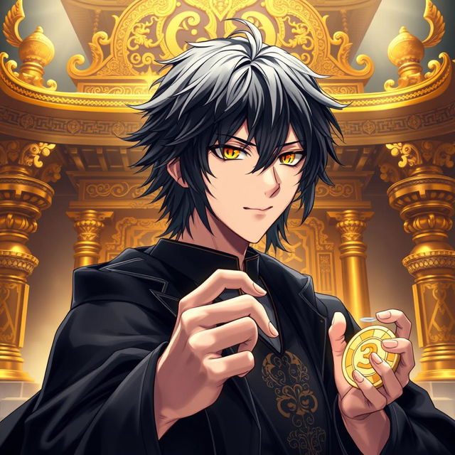 A striking light novel cover featuring a male character with shaggy black hair that adds an air of mystery and charisma to his appearance