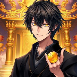A striking light novel cover featuring a male character with shaggy black hair that adds an air of mystery and charisma to his appearance