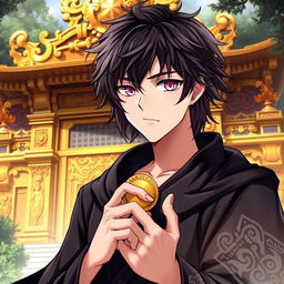 A captivating light novel cover featuring a male character with shaggy black hair that adds depth and intrigue to his persona