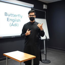 A 25-year-old, handsome Pakistani man wearing glasses, styled with short hair and a stylish beard