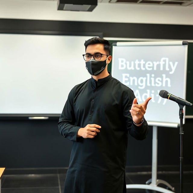 A 25-year-old handsome Pakistani man wearing glasses, featuring a short beard and a well-groomed short hairstyle