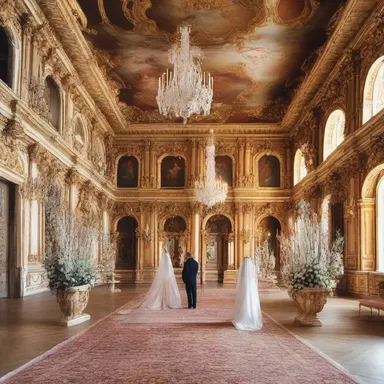 The richly adorned baroque palace created a romantic atmosphere for the royal couple's wedding.