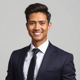 A 2x2 image of a stylish individual wearing formal attire, showcasing a tailored suit, crisp white shirt, and a stylish tie