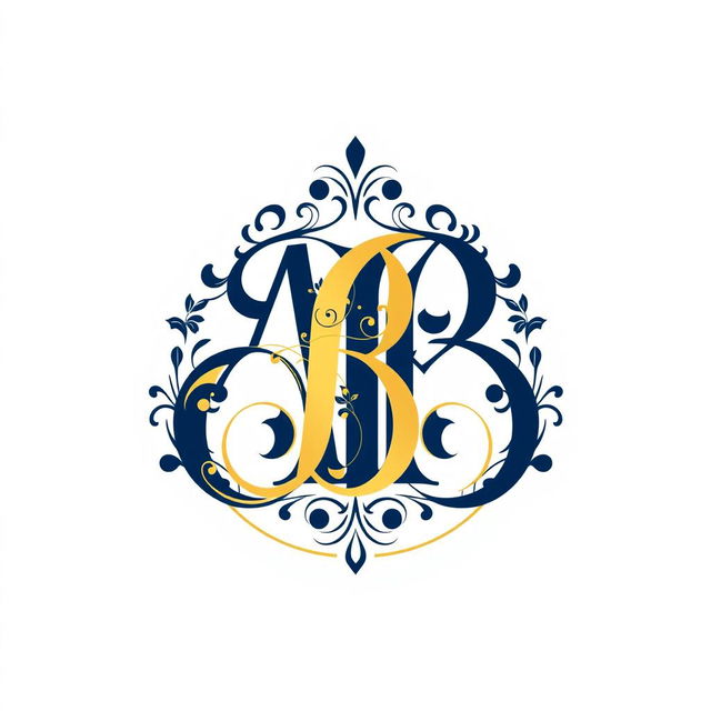 A sophisticated monogram design featuring the intertwined letters 'A' and 'B' in an elegant script font