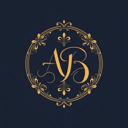 A sophisticated monogram design featuring the intertwined letters 'A' and 'B' in an elegant script font