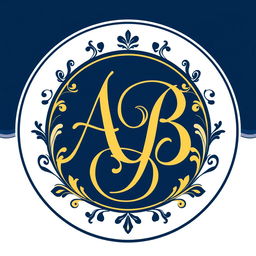 A sophisticated monogram design featuring the intertwined letters 'A' and 'B' in an elegant script font